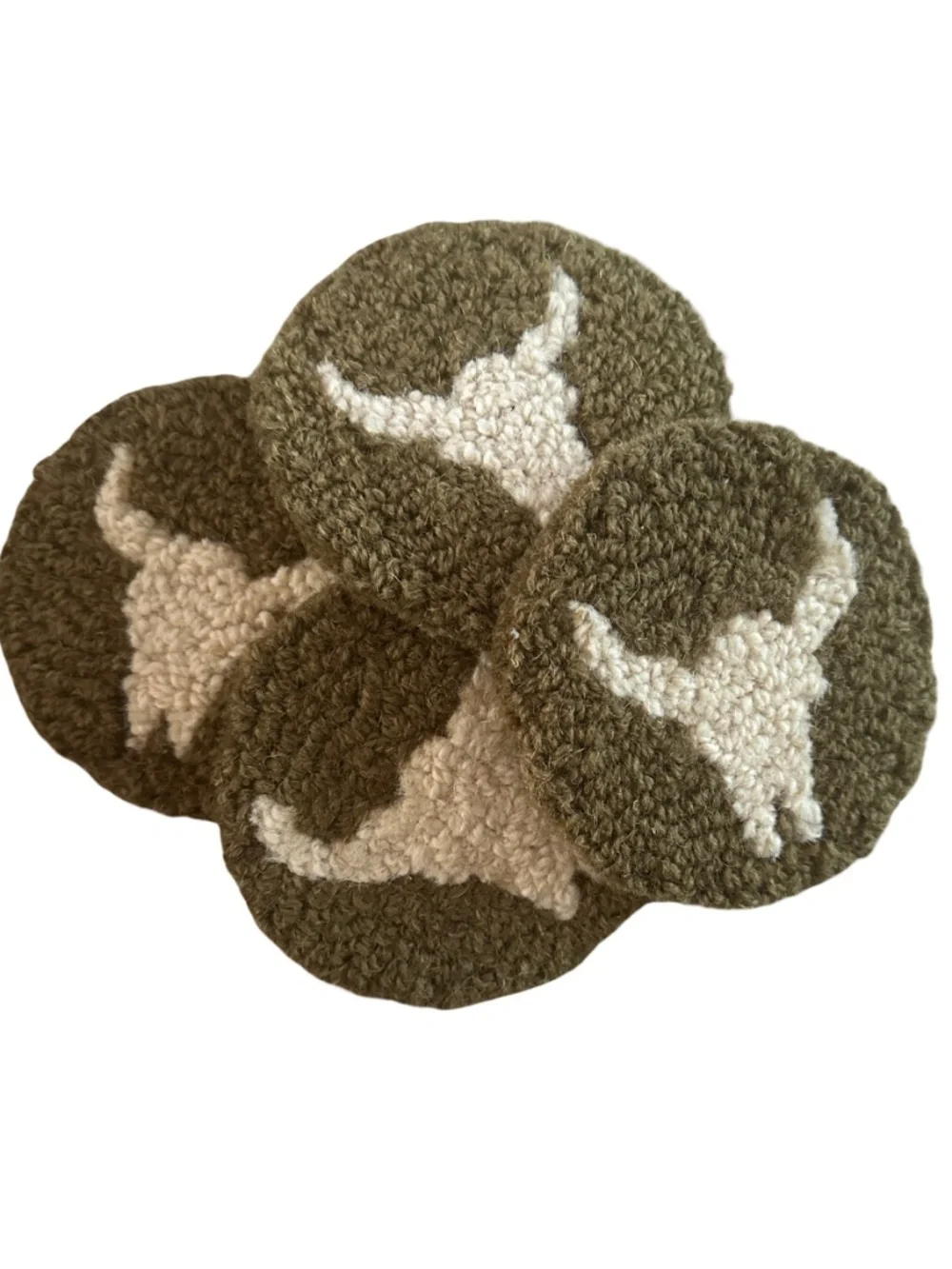 CHANDLER 4 CORNERS Coasters Buffalo Skull (set of 4) Hooked Wool Laura Megroy